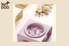"Paws & Pause" Creative Cream Pet Slow-Feeding Bowl – Ergonomic Mealtime Wellness for Cats & Dogs