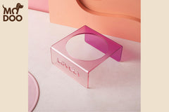 Macaron-colored cat bowl with an acrylic stand