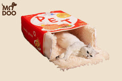 Rectangular Fully Enclosed Cat Bed – Biscuit Box Design Pet House for Cats and Dogs, Secure & Cozy All-Season Pet Bed