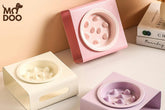 "Paws & Pause" Creative Cream Pet Slow-Feeding Bowl – Ergonomic Mealtime Wellness for Cats & Dogs